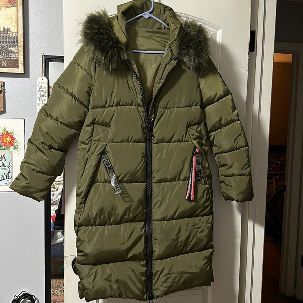 Long Faux Fur Hooded Puffer
